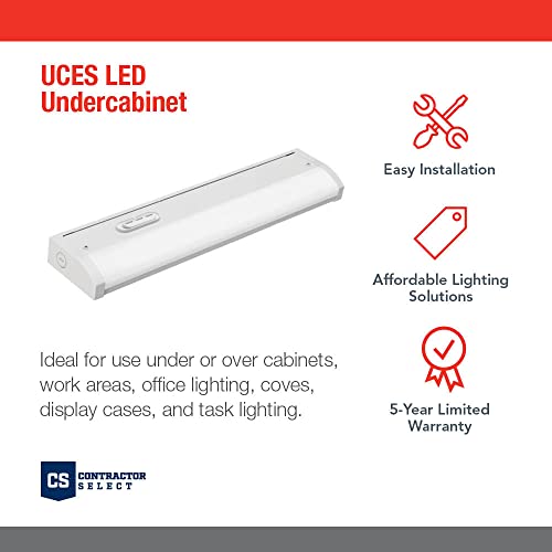 Juno UCES 12 Inch LED Under Cabinet Lighting, LED Kitchen Cabinet Light Fixture Hardwired, Dimmable, Damp Rated, Selectable Soft, Warm, Neutral White Light (UCES 12IN SWW6 90CRI WH M6) - Thumbnail 2