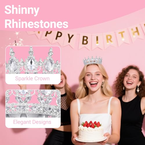 Crown for Women, Queen Crown Tiara for Princess Party (Silver)