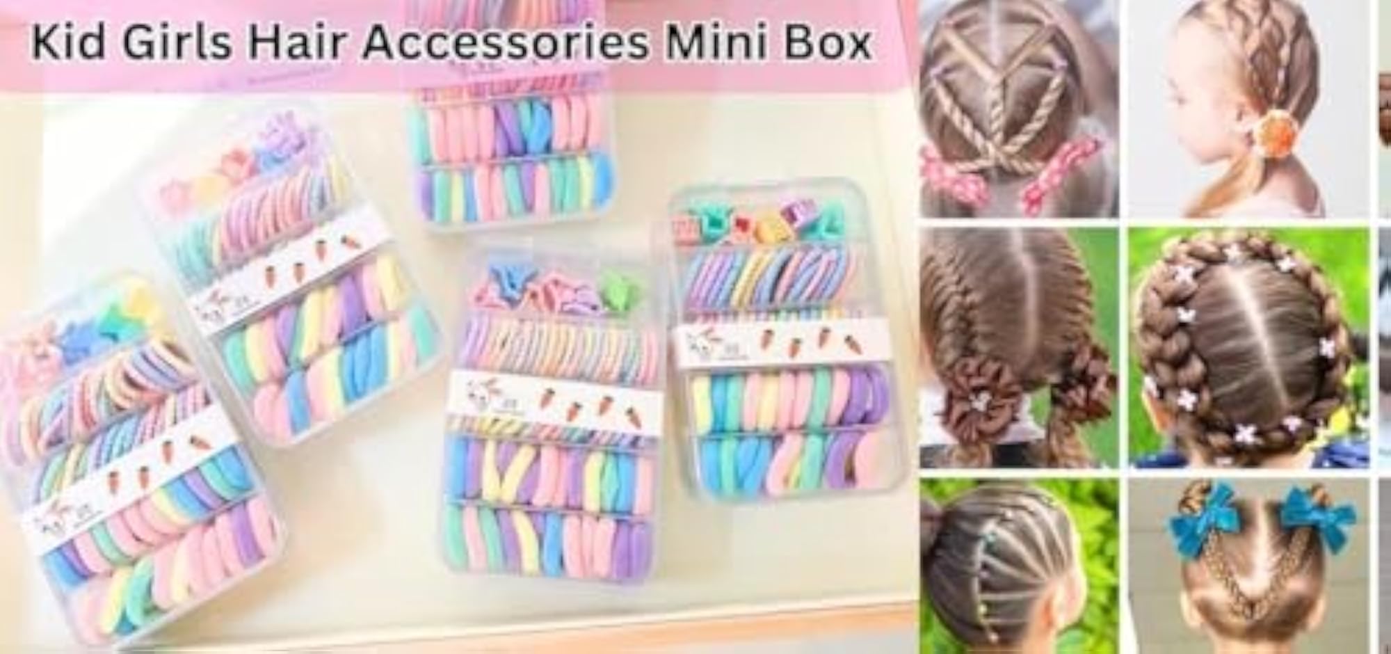 24 Pcs Multicolour Ponytail Holders and Hair Clips Set for Kids