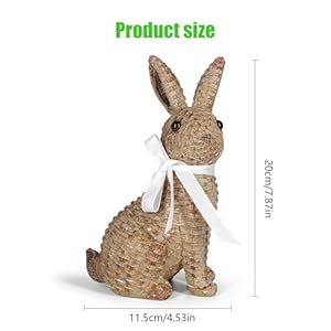Rattan effect resin bunny easter decortable rabbit easter decorationsspring bunnies decoration statue figurine for home farmhouse bronze sedentary  urban country home decor