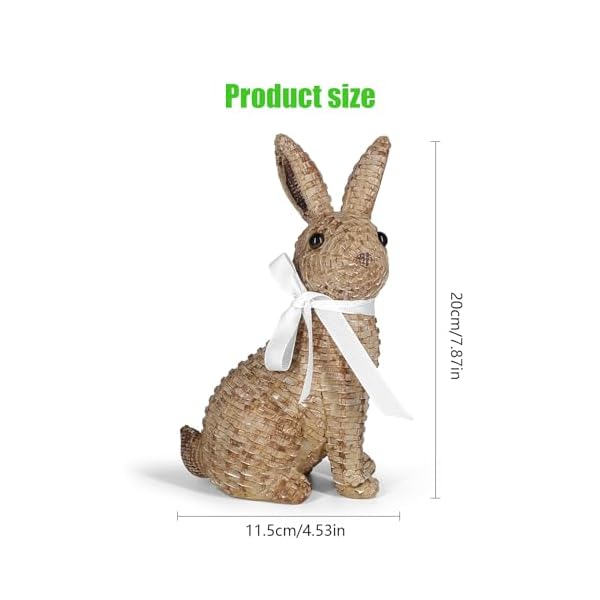 Rattan effect resin bunny easter decortable rabbit easter decorationsspring bunnies decoration statue figurine for home farmhouse bronze sedentary  urban country home decor