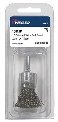 Image of Weiler 10012P 1 inch Crimped Wire End Brush, .020 inch Steel Fill, Retail Pack, Made in The USA (Pack of 5)