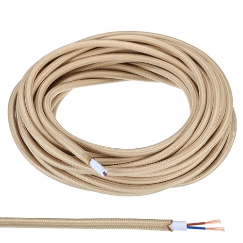 Fil électrique tissu tressé beige pour suspension et lustre rétro