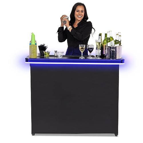 GoBar PRO Commercial Grade Portable Bar Table – Mobile Bartender Station for Events – Includes Black Skirt and Carry Case – Standard or LED, Pack 1