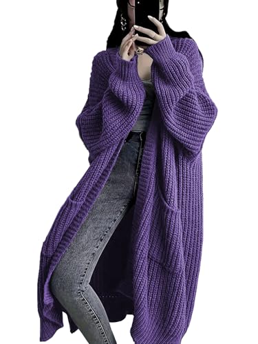 Image of Womens Long Cardigan Sweaters Open Front Oversized Duster with Pocket for Women 2025 Fall Winter Knit Design Coats