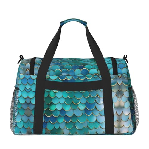 Mermaid Scale Foldable Travel Duffel Bag Tote Carry On Luggage Bag For Weekend Getaways, For Spontaneous Trips2