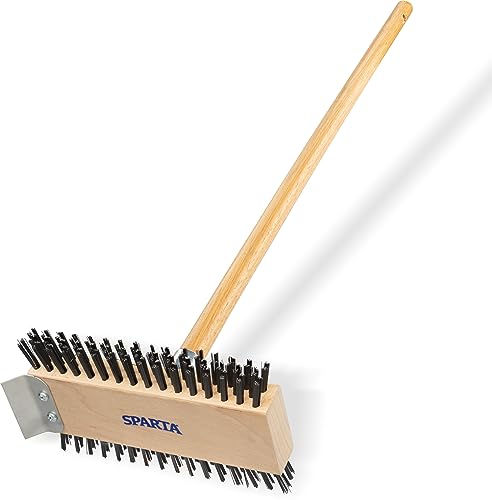 SPARTA 4002600 Stainless Steel Grill Brush Grill Scraper With Long Handle For Commercial Cleaning Kitchens Restaurants Bathrooms 30 Inches Brown