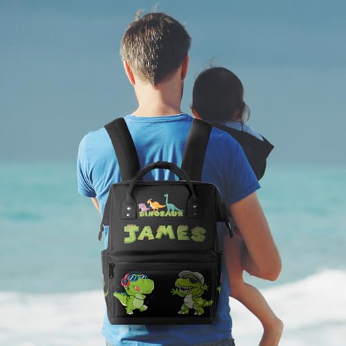 Image of Dinosaurs Diaper-Bag-Backpack for Baby Personalized Baby-Gifts Nappy-Bag | Customized Large Diaper Backpack Travel Stroller Organizer Mommy Bag Waterproof Diaper Bag for New Mom Dad