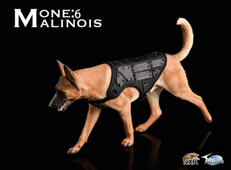1:6 Scale Belgian Malinois Figure Loyal Dog Pet Animal Collector Model Decor Gift for Adult (Light Color(with Combat Vest))
