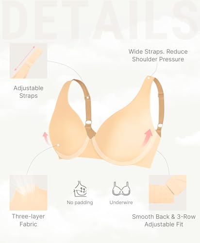 Image of FeelinGirl Women's Unlined Bras Underwire Comfort Full Coverage Tshirt Bras