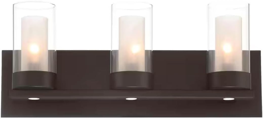 LYTIO Recessed LED Light Bar 19.5-Inch 3-Light,Matte Black,Mounting Deck LED Integrated, Bathroom Vanity Light Bar,Double Glass Candles