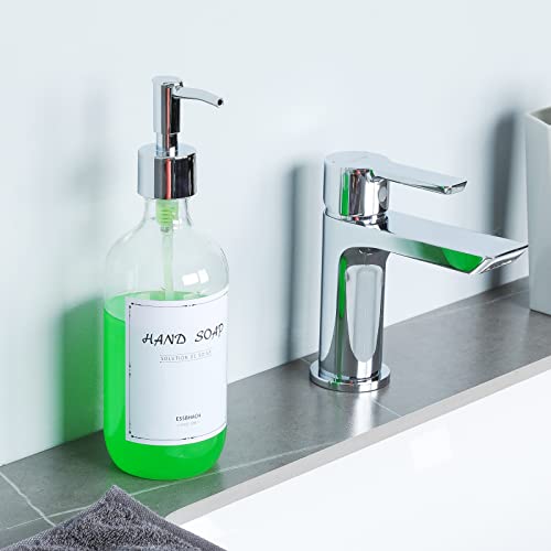 Essbhach Dish Soap Dispenser For Kichen Sink, Clear Plastic Hand Sopa Dispenser Bathroom With Rust Proof Pump,Silicone Funnel And 6 Waterproof Labels,Premium Thick Soap Pump Bottles(2 Pack,16.9 Oz) #TOP4