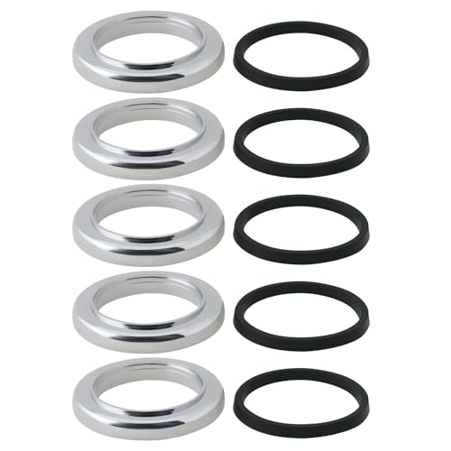 VGOL 5 Piezas Anillo de Base para Grifo de Lavabo con Junta de ABS Cubierta para Grifo de Lavabo Diámetro Exterior de 49,2mm Diámetro Interior de 33,6mm Altura de 7mm Cromado