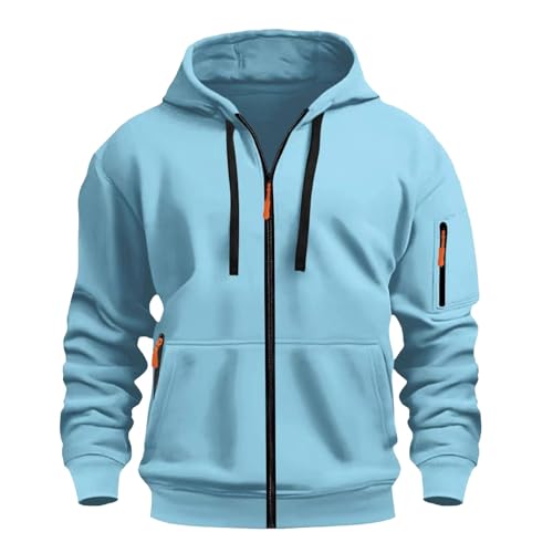 Mens Full Zip Casual Slim Fit Hooded Drawstring Hoodies Pullover Comfortable Sweatshirts Casual Long Sleeve2