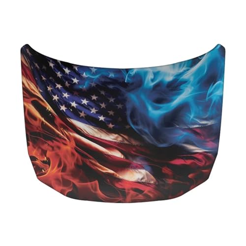 Image of Car Hood Cover Elastic Polyester Car Hood Cover Waterproof Automotive Accessories Suitable Most Automotive Sedans Trucks Pickup Sports Cars (American Flag Design)