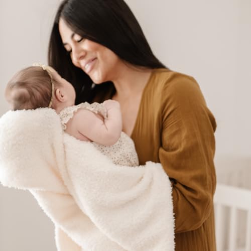 Image of SARANONI Bamboni Luxury Baby Blanket | Plush Blanket for Infant Boys & Girls | Receiving Blanket 30” x 40” | Ivory