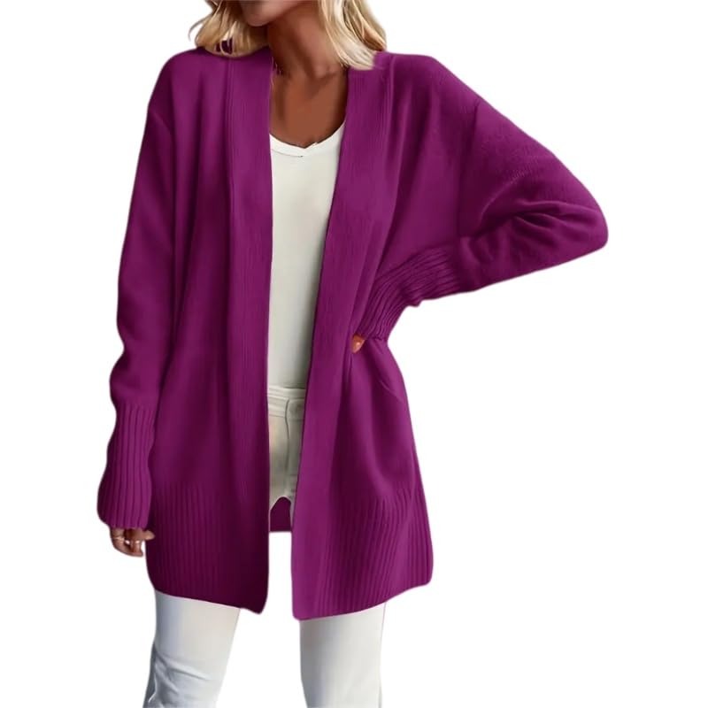 Gilet Long Cardigan Pour Femme Avec Poches Doux Et Léger En Maille Ouverte Sur Le Devant Coupe Ample Manches Longues Pull Décontracté Vêtement D'Extérieur Idéal Pour L'Oktoberfest Le Bureau Et