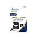 Typ: microSDXC Speicherkarte SD MicroSD Card 128GB MediaRange UHS-1 cl.10 inkl. Adapter - Micro SD, MR945