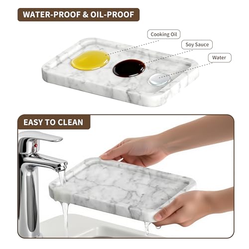 XenMee Marble Butter Dish with Lid, Elegant Large Capacity Butter Holder for Countertop & Refrigerator – Natural Cool Surface Keeps Butter in an Ideal Spreadable State – White Butter Container