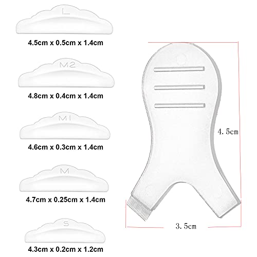 Image of 44 Pieces Silicone Eyelash Perming Curler,Lash Lift Rods Eye Makeup Tools,5 sizes S /M /M1 /M2 /L,Reusable Lash Lifting Shield Pads (Transparent)