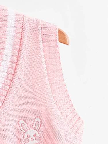 Women V Neck Cute Argyle Preppy Style Knit Vest Sweater for Women Sleeveless Tank Top3