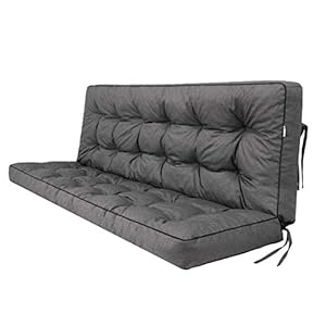 Sitzkissen Bankkissen Bankauflage für Gartenbank Kissen für Hollywoodschaukel Outdoor / Indoor, Breite – 140×49 cm und Rückenlehne 140×56 cm – Graphit