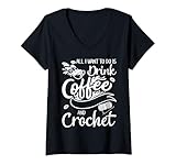 Photo Gallery donna i love crochet & coffee saying funny crochet maglietta con collo a v Photo Gallery donna i love crochet & coffee saying funny crochet maglietta con collo a v