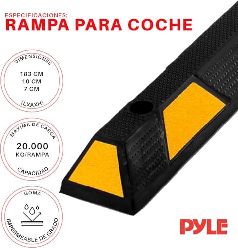 Topes de piso de garaje para autos y furgonetas, tope de goma extra ancho PYLE de 72 pulgadas 4