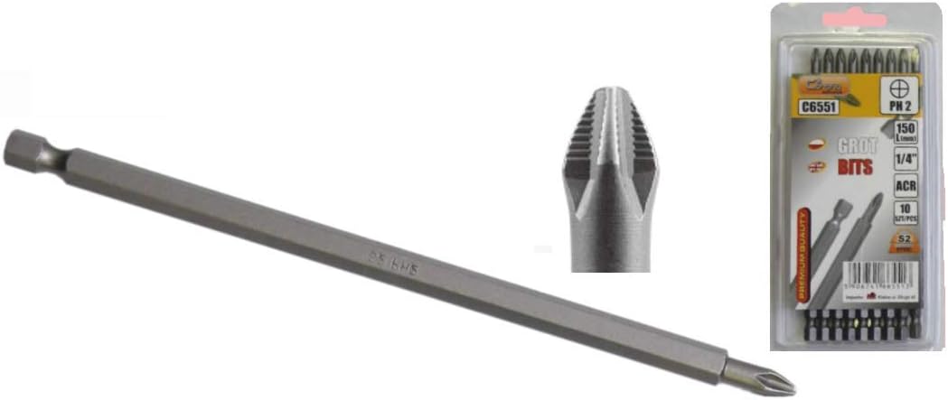 RICHMANN Exclusive PH2 Non Slip Screwdriver bits Set of 10, 150 mm Long (C6551)