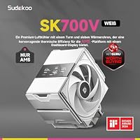 Sudokoo SK700V Weiß CPU Kühler AM5: CPU Cooler, AM5 Exklusiv, Prozessorlüfter mit Digital Display, Single Tower, 120mm PWM PC Lüfter FDB, 7 Heatpipes, Werkzeuglose Lüftermontage, RAM-Kompatibilität – Ansicht 2