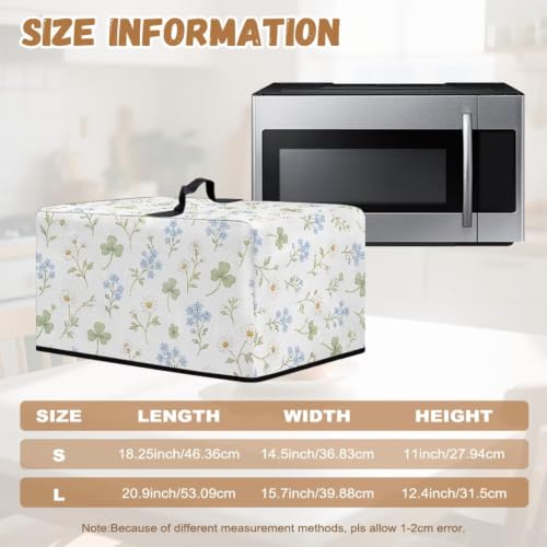 Image of Microwave Oven Dust Cover, Stain-Resistant Kitchen Electrical Appliance Cover for Home Decorations, L, 20.9 x 15.7 x 12.4 Inches, Daisy Flower Blue White