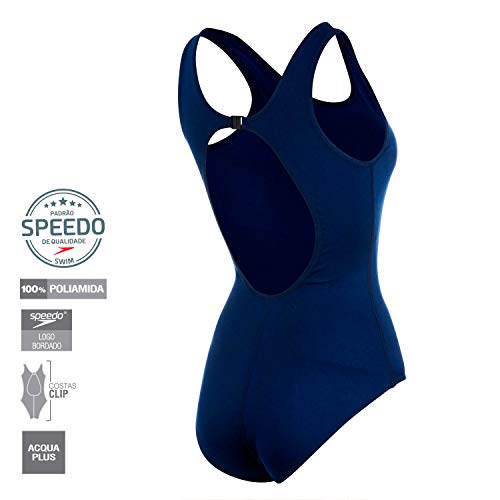 Speedo Clipback Maillot, Mulheres, Azul, M