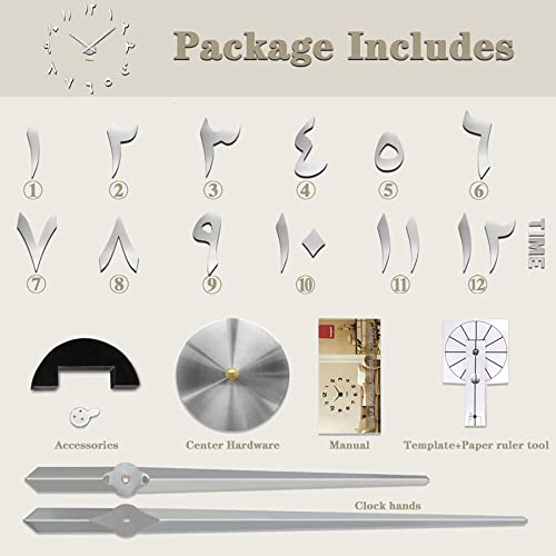 Vangold Large Diy Wall Clock Modern 3D Wall Clock With Eastern Arabic Numerals For Home Office Decorations Gift (Silver) #TOP4
