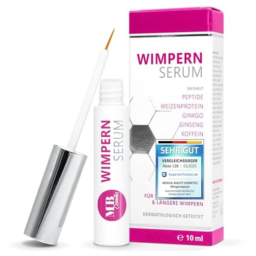 Premium 10ml Wimpernserum ohne Hormone - mit Hyaluron, Kollagen, Peptiden, Koffein, Weizenprotein - Lash and Brow Booster für Wimpernverlängerung und schnelles Wachstum + Aloe-Vera, Ginseng, Gingko