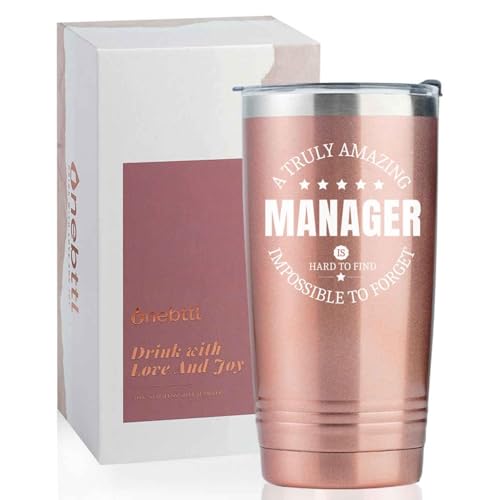 Onebttl Manager Gifts for Women Insulated Stainless Steel Tumblers with Lids Straws, 20oz Funny Manager Gift Idea for Women/Female in Boss Day, Birthday, Christmas, Appreciation - Amazing Manager