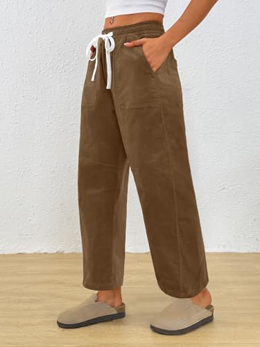 Trendy Queen Womens Corduroy Pants Fall Barrel Linen Pant Winter Casual Wide Leg Trousers with Pockets 20253