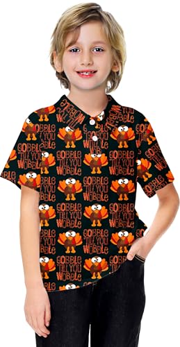 Image of AOBUTE Kids 4th of July Polo American Flag Short Sleeve Button Down Shirts Tops 3-14 Years