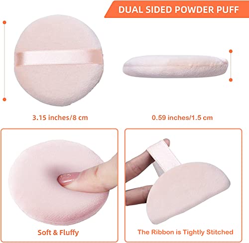 10 Pieces Pure Cotton Powder Puff, Makeup Puff For Powder Foundation, 3.15-Inch Normal Size With Strap, Blending For Loose Powder Mineral Powder Body Powder Wet Dry Makeup Tool #TOP1