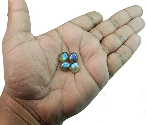 Myhealingworld Natural Calibrated 9X11Mm Oval Blue Fire Labradorite Cabochon Loose Gemstone 4Pcs Box For Healing Wellness, Chakra Balancing And Jewelry Making. #TOP4