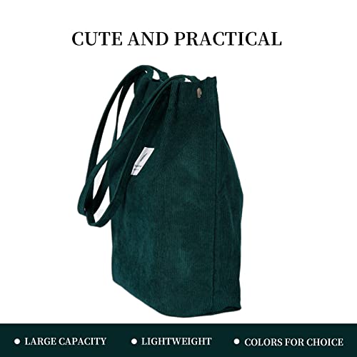 Image of Corduroy Tote Bag Cute Tote Bags for Women Shoulder Bag with Inner Pocket for Work Beach Travel and Shopping Grocery