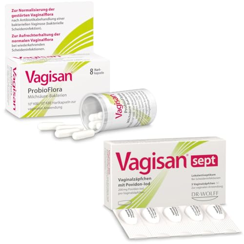 Vagisan Set zur Behandlung und Nachsorge bei Infektionen der Scheide - Vagisan sept Vaginalzäpfchen und Vagisan ProbioFlora Milchsäure-Bakterien zur vaginalen Anwendung