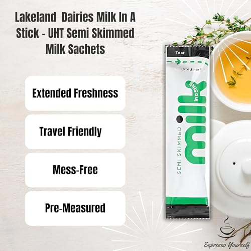 30 x Lakeland Dairies Milk In A Stick - UHT Semi Skimmed Milk Sachets - 10ml ...