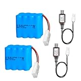 Itexkun 2 Pcs 9.6v 1400mah Ni-Cd Rechargable Battery KET-2P Plug X Type with 2 x USB Cable for RC Car RC Truck Tank Boat Robot