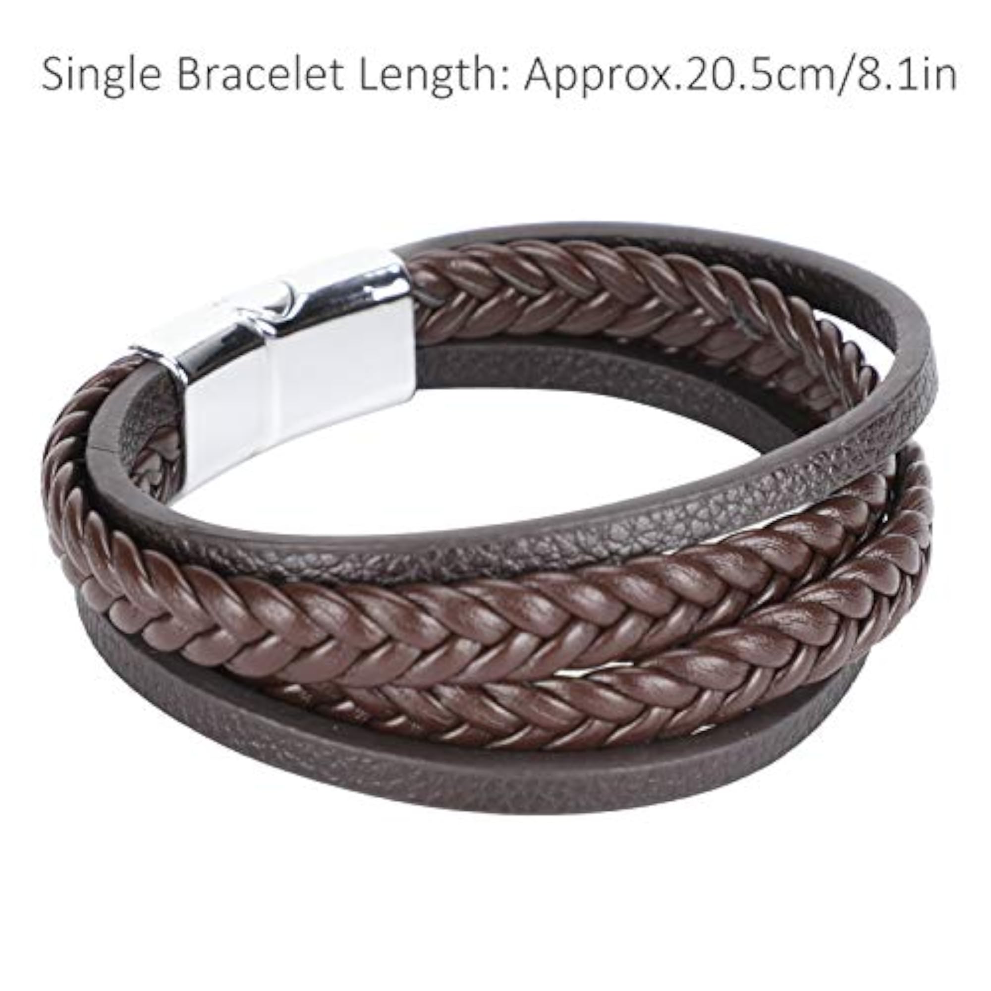Multilayer Brown PU Leather Bracelet with Alloy Buckle
