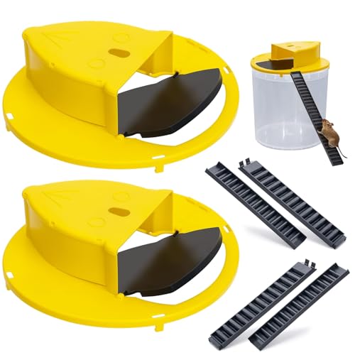 LEKUNI 2 Piezas Trampa Ratones Vivos, Trampas para Ratones Hechas De Plástico para Atrapar Varios Ratones Al Mismo Tiempo, Uso En Interiores Y Exteriores, Aptas para Bidones De 5 Galones