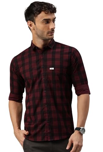 Image of Majestic Man Men Small Checkered Slim Fit Cotton Casual Shirt
