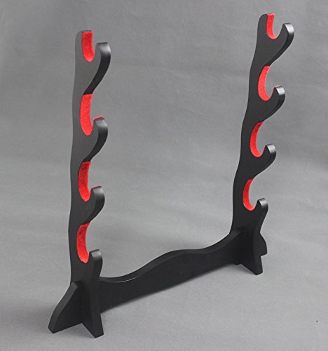 Jiaoguo Red Padded Protect Japanese Samurai Sword Katana Wakizashi Tanto Stand Holder Display Support 4 Layer #TOP4