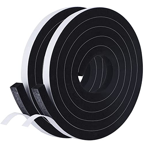 Ruban d'étanchéité auto-adhésif pour portes et fenêtres - Joint en caoutchouc - Anti-courants d'air froids/anti-collision/insonorisant/étanche à la poussière (noir+blanc, 12 mm (l) x 10 mm (D)/4 m)
