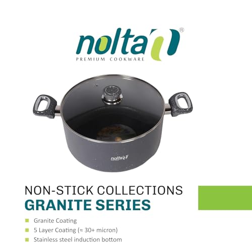 Image of Nolta Granite Biryani Pot (12.5L) ISI Certified Induction Cookware with 1yr Replace-Guarantee, PFOA-Free Non-Toxic 5-Layer Coating, Large Biriyani Handi (34cm, Grey)
