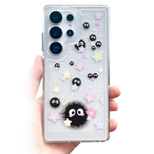 NXBNK for Samsung Galaxy S25 Ultra, Soot Sprite Star Floral Soft Clear Phone Case for Samsung Galaxy S25 Ultra, Cartoon Case for Girls Women - Soot Sprite